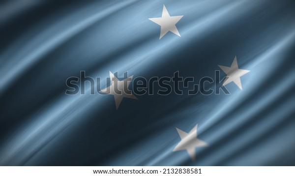 3d illustration flag of\
Micronesia. Micronesia flag of background. A close up of the\
Micronesian flag.