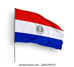 3d illustration flag of Paraguay. Paraguay flag isolated on white background.