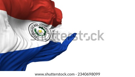 3d illustration flag of Paraguay. Paraguay flag waving isolated on white background with clipping path. flag frame with empty space for your text. Foto d'archivio © 