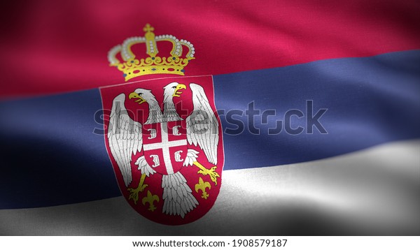 3d illustration flag of Serbia. close\
up waving flag of Serbia. flag symbols of\
Serbia.