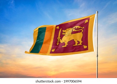 3D illustration flag of Sri Lanka. Sri Lanka flag on sky background. - Powered by Shutterstock