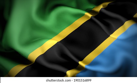 3d illustration flag of Tanzania. close up waving flag of Tanzania. flag symbols of Tanzania.