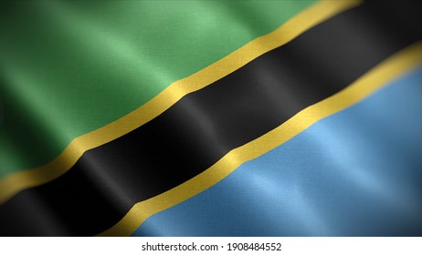 3d illustration flag of Tanzania. close up waving flag of Tanzania. flag symbols of Tanzania.