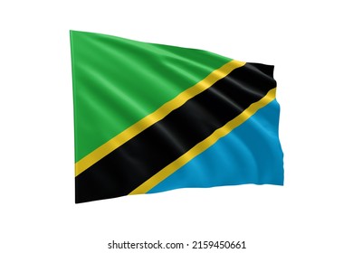 3d illustration flag of Tanzania. Tanzania flag isolated on white background with clipping path. flag frame with empty space for your text.
