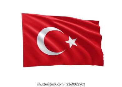 3d illustration flag of Turkey. Turkey flag isolated on white background with clipping path. flag frame with empty space for your text.