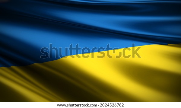 3d illustration flag of Ukraine. close\
up waving flag of Ukraine. flag symbol of\
Ukraine.