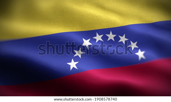 3d illustration flag of\
Venezuela. close up waving flag of Venezuela. flag symbols of\
Venezuela.