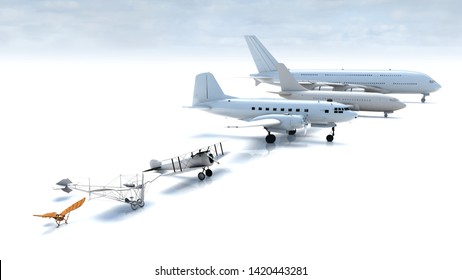 3D illustration of flight evolution