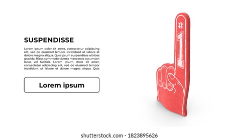 3d Illustration. Foam Finger Isolated