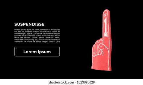 3d Illustration. Foam Finger Isolated