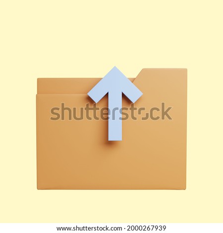 3d illustration folder icon with upload icon