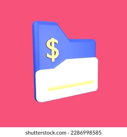 3d illustration folder isolated on the pastel background