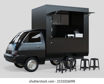 3d Illustration Food Pickup Truck