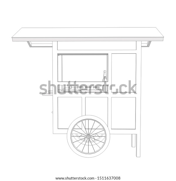 3d Illustration Food Truck Indonesia Traditional Stock