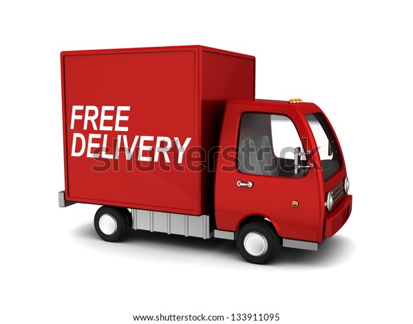 3d Illustration Free Delivery Truck Over Stock Illustration 133911095