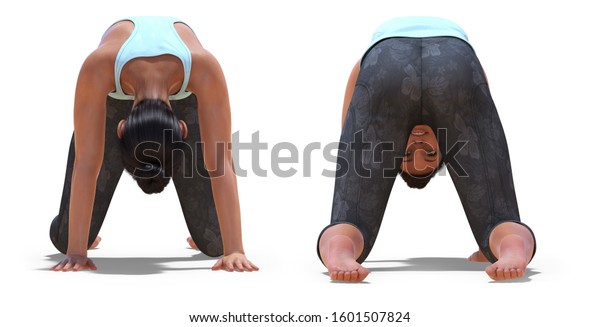 3d Illustration Front Back Poses Woman Stock Illustration 1601507824 ...