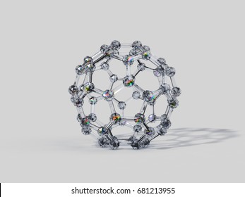 3D illustration of Fullerene - Buckminsterfullerene Molecule