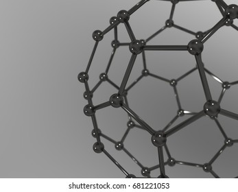 3D illustration of Fullerene - Buckminsterfullerene Molecule