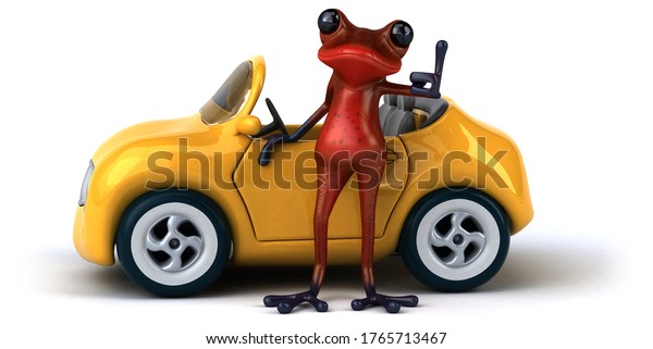 3D Illustration of a fun\
frog