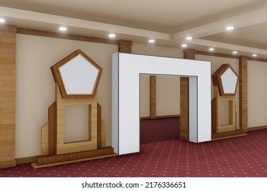 3d Illustration Gate Entrance In Lobby Venue With Blank Space Logo Company For Event Exhibition. 