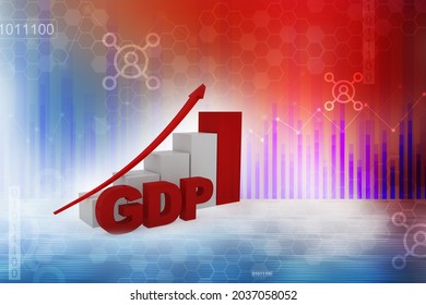 3d Illustration Gdp Business Graph Rising Arrow Concept
