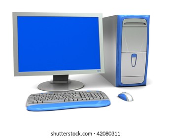 3d Illustration Generic Desktop Computer Over Stock Illustration 42080311