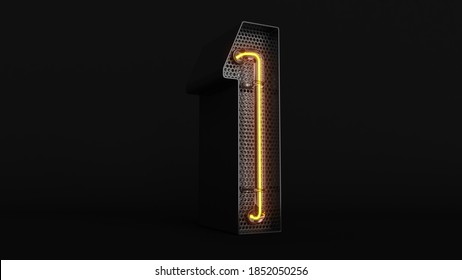  3d Illustration Glass Neon Number