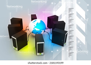 3d illustration of Global computer network