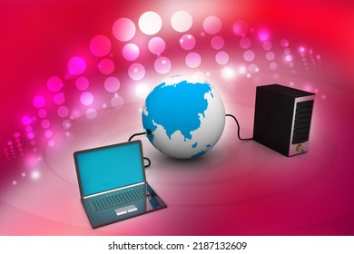 3d illustration of Global computer network