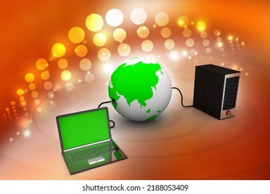 3d illustration of Global computer network