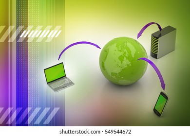 3D illustration of Global network and internet communication concept