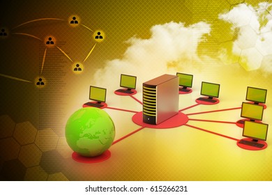 3D illustration of Global networking concept