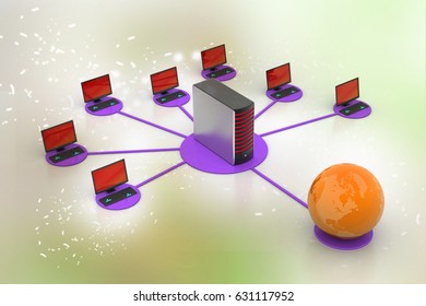 3D illustration of Global networking concept