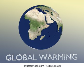 3D illustration of GLOBAL WARMING script , under a 3D model of the world. Elements of this image furnished by NASA.