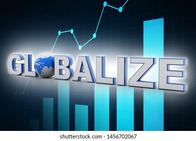 3d illustration globalize with globe
