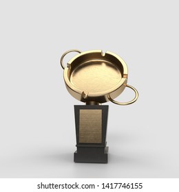 3D Illustration Of Gold Ashtray Trophy