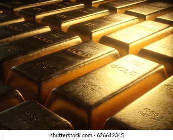 3D illustration. Gold bars 1000 grams.Concept of success in business and finance.