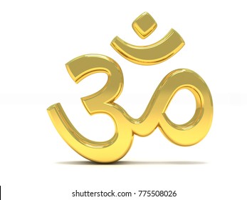 3d Illustration Golden Aum Om Symbol Stock Illustration 775508026 ...