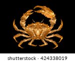 3D Illustration of Golden Crab isolated on black.