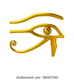 3d illustration of golden Eye of Horus symbol isolated on white background