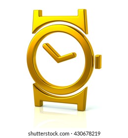 3d Illustration Of Golden Watch Icon Isolated On White Background