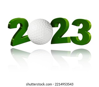 3D illustration of Golf ball 2023 Design with a White Background - Powered by Shutterstock