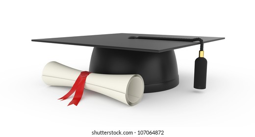 3d Illustration Graduation Cap Diploma Isolated Stock Illustration ...