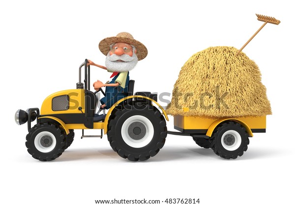 3d Illustration Grandfather Peasant Poses Agricultural Stock ...