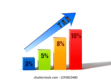 3d illustration graph of increase in consumption tax in Japan