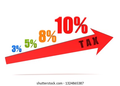 3d illustration of graph showing increase in consumption tax in Japan