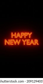 3D Illustration Graphic Phone Background Of The Text Happy New Year With Orange Color Particles Motion Graphics. Happy New Year Intro.