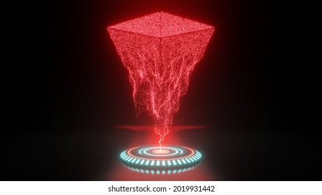 3D Illustration Graphics Of A Sci-fi Cone-shaped Object Made Up Of Particles Exploding After Lighting Into A Beautiful Pattern.