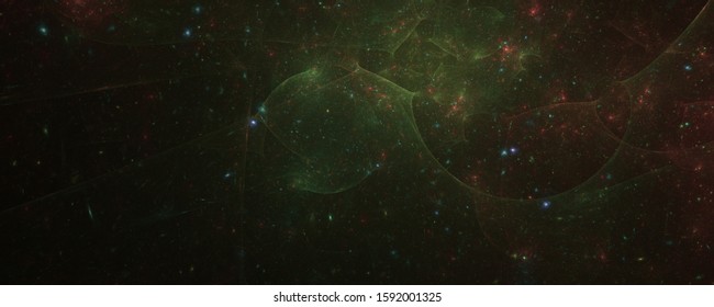 3d Illustration Green Nebula Clouds Background