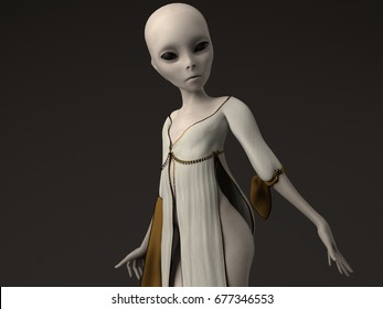 3d Illustration Of The Grey Alien 